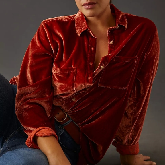 Anthropologie Pilcro Relaxed Velvet Shirt - Picture 4 of 5